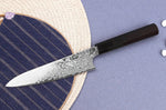 Couteau universel 15cm japonais artisanal Hatsukokoro Ginga ATS-34 Damas ébène corne