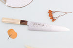 Couteau de chef 21cm japonais artisanal Toshitaka Suminagashi SG2 Damas