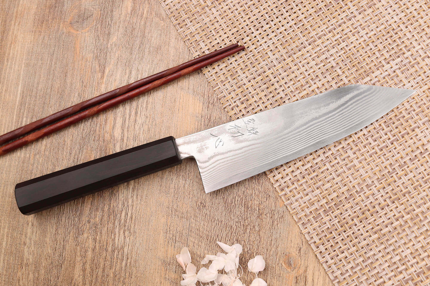 Couteau bunka 18cm japonais artisanal Hatsukokoro Ginsou Damas manche en ébène