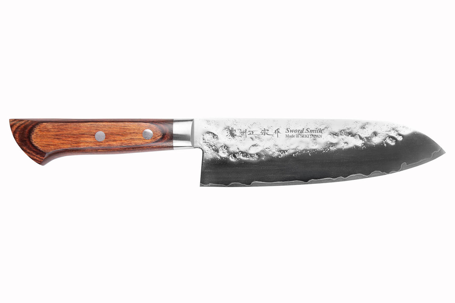 Couteau santoku 17cm japonais Satake Cutlery Brown Pakkawood AUS-8 San Maï Nashiji