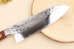 Couteau santoku 17cm japonais Satake Cutlery Brown Pakkawood AUS-8 San Maï Nashiji