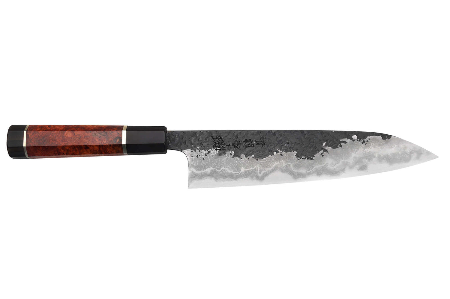 Couteau de chef 21cm japonais artisanal Kisuke Manaka Enn en cognassier avec 2 anneaux