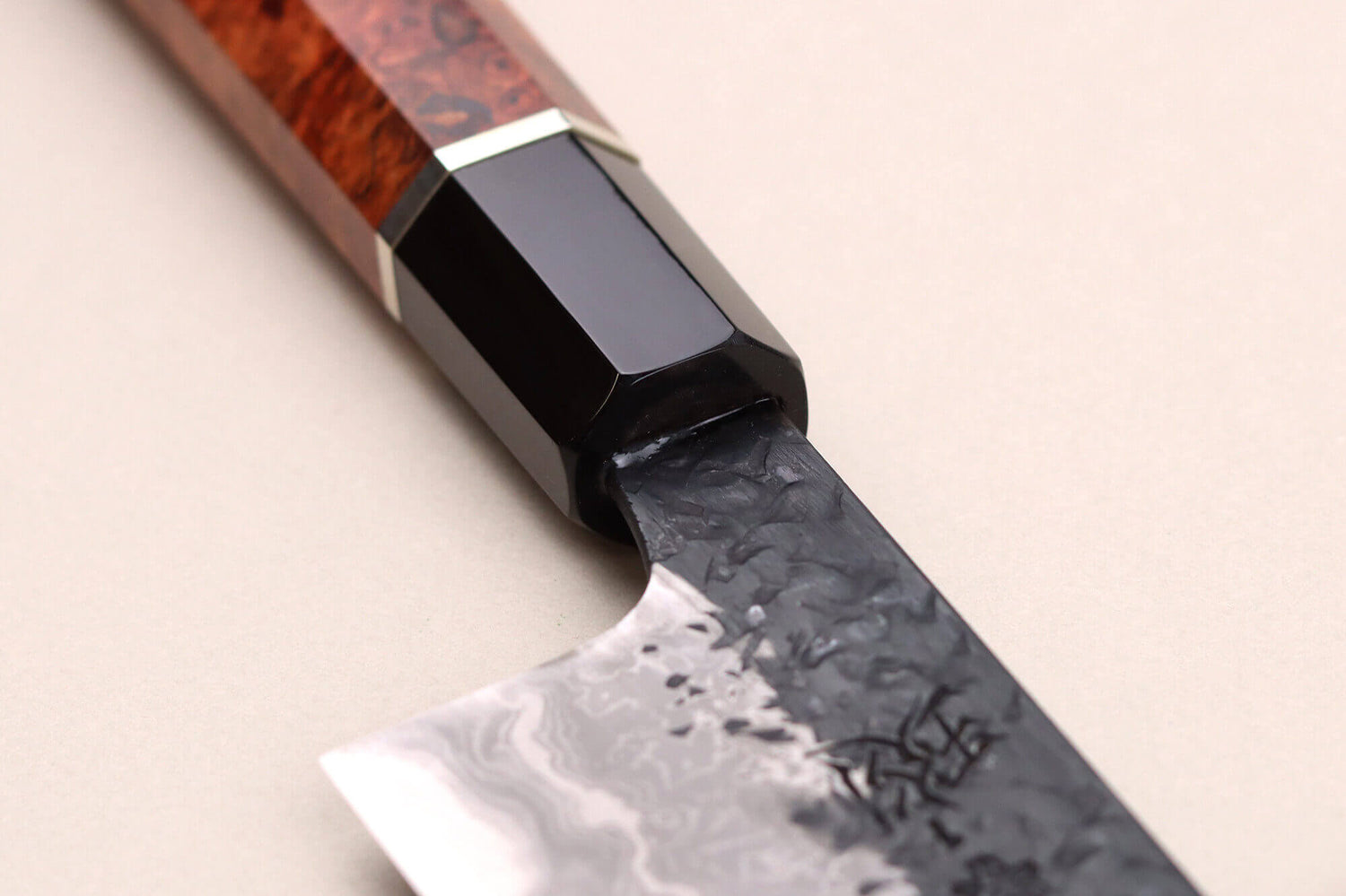 Couteau de chef 21cm japonais artisanal Kisuke Manaka Enn en cognassier avec 2 anneaux