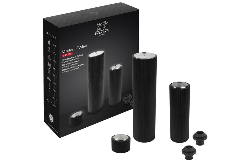 Coffret Peugeot Master of Wine : tire-bouchon Line Reverse + pompe à vide Line Preserve électriques