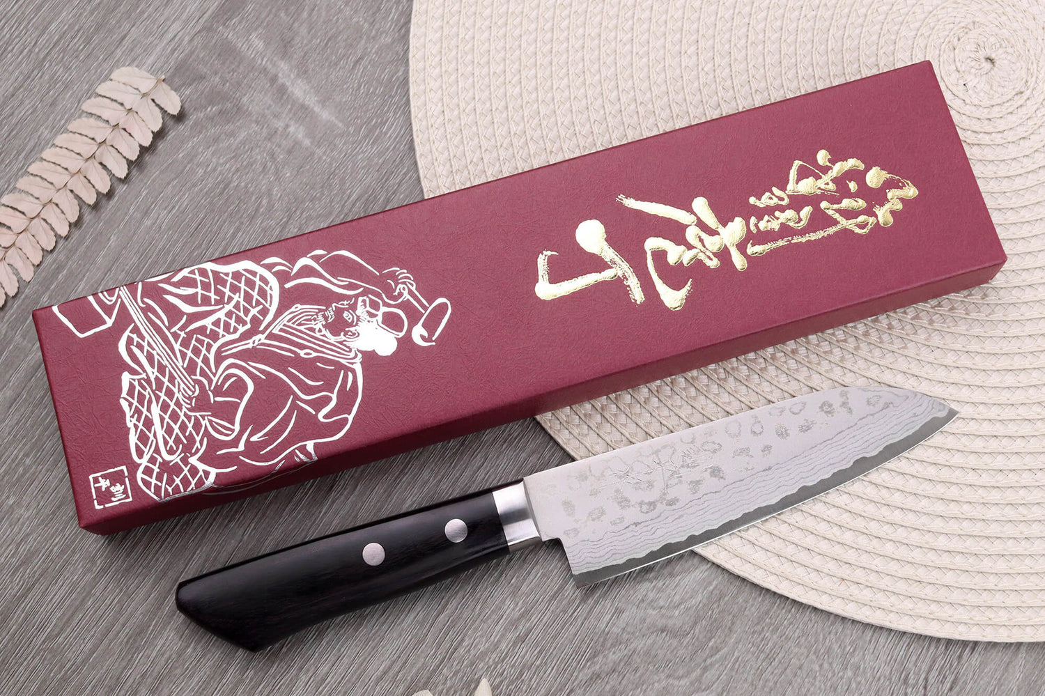 Couteau ko santoku 13cm japonais artisanal Masutani VG10 Damas