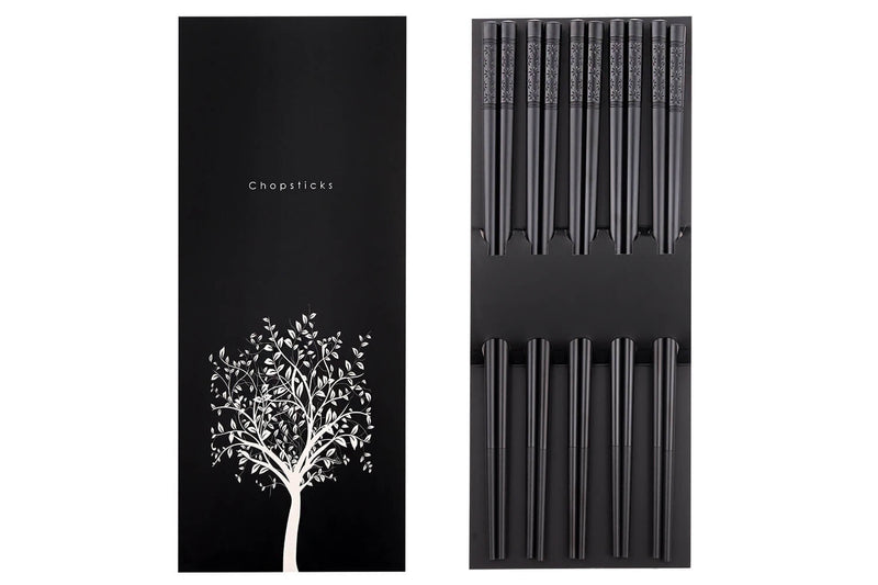 Set de 5 paires de baguettes chinoises Kutoyama en fibres de verre noires 24cm