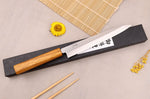 Couteau yanagiba 21cm artisanal japonais Tsunehisa AUS-8 manche en chêne