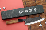 Couteau deba kiritsuke 18cm japonais artisanal Hatsukokoro Shirasagi manche en teck