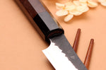 Couteau d'office 9,5cm japonais artisanal Nigara Hamono Black Tsuchime SG2 manche en noyer