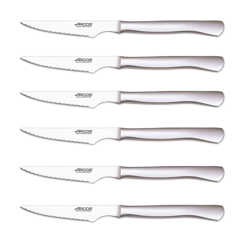 Coffret de 6 couteaux à steak monobloc Arcos lames acier inox microdentées