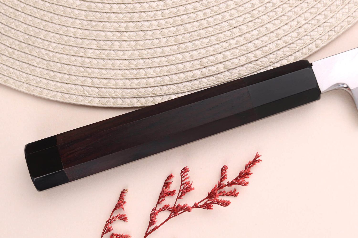 Couteau yanagiba kiritsuke japonais artisanal 33cm Sakai Takayuki Byakko manche en ébène + étui