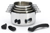 Set de 4 casseroles De Buyer Milady Twisty en acier inoxydable + 1 poignée + 2 anses