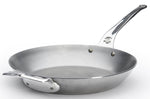 Poêle ronde De Buyer Mineral B Pro 32cm en acier, poignée et contre-poignée en fonte d'inox