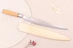 Couteau yanagiba 30cm Wusaki Olive 7Cr manche en olivier + saya