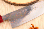 Couteau santoku 16,5cm japonais artisanal Takeshi Saji VG10 Rainbow