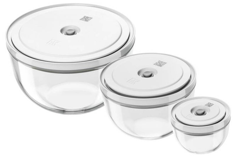 Set de 3 bols sous vide Zwilling Fresh & Save en verre borosilicate avec couvercle