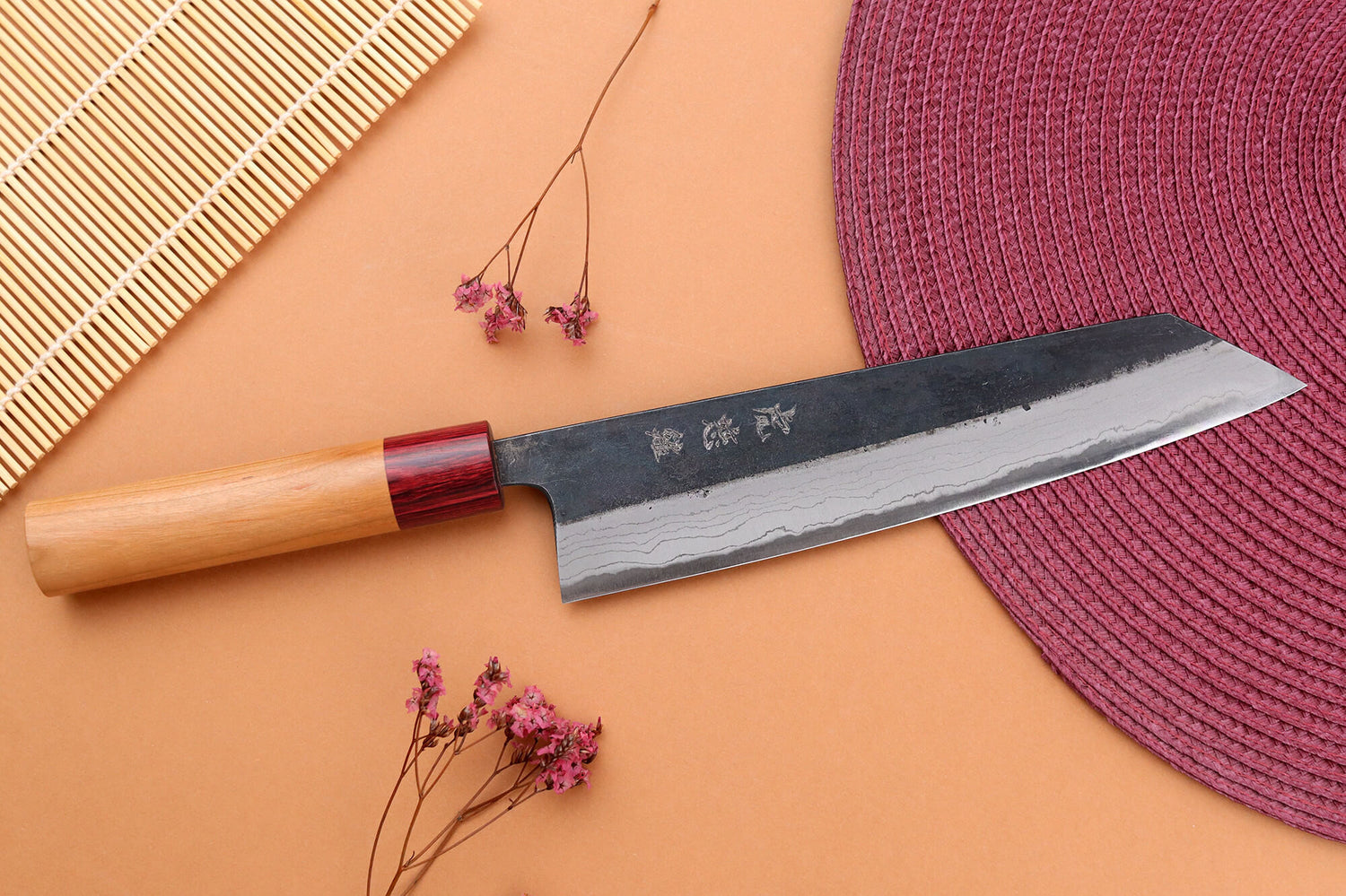 Couteau de chef kiritsuke japonais artisanal Wusaki Yuzo BS2 damas 21cm