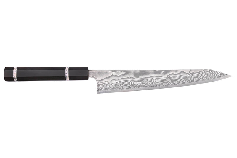 Couteau sujihiki kiritsuke 24cm japonais artisanal Yuzo Kanko Damas SG2