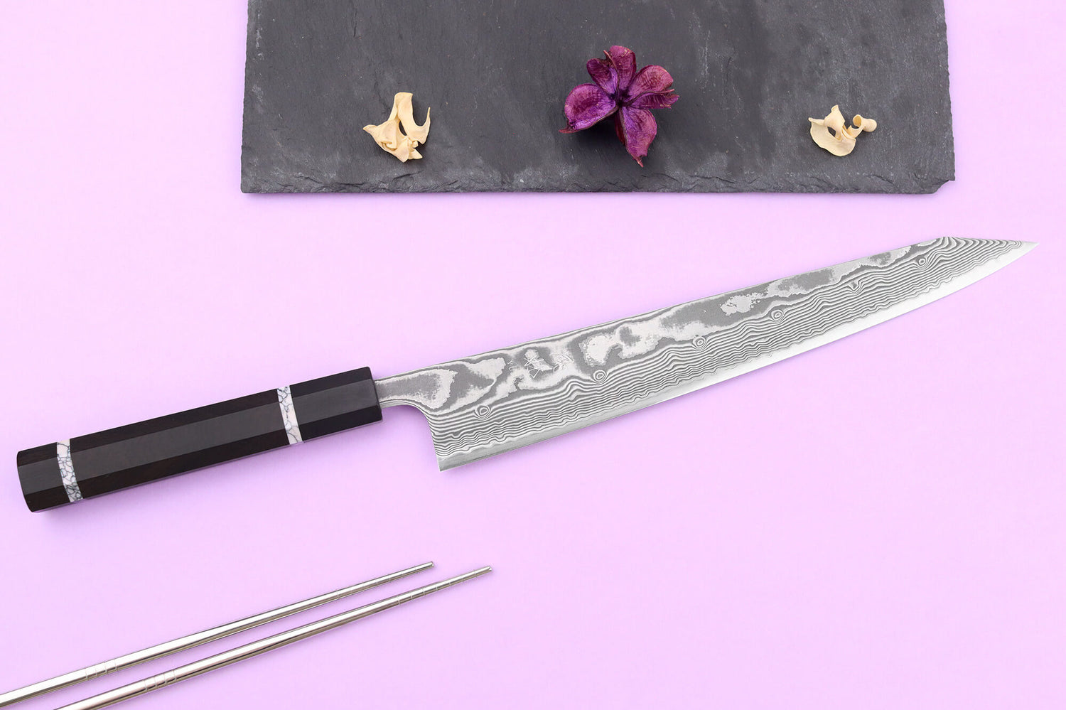 Couteau sujihiki kiritsuke 27cm japonais artisanal Yuzo Kanko Damas SG2