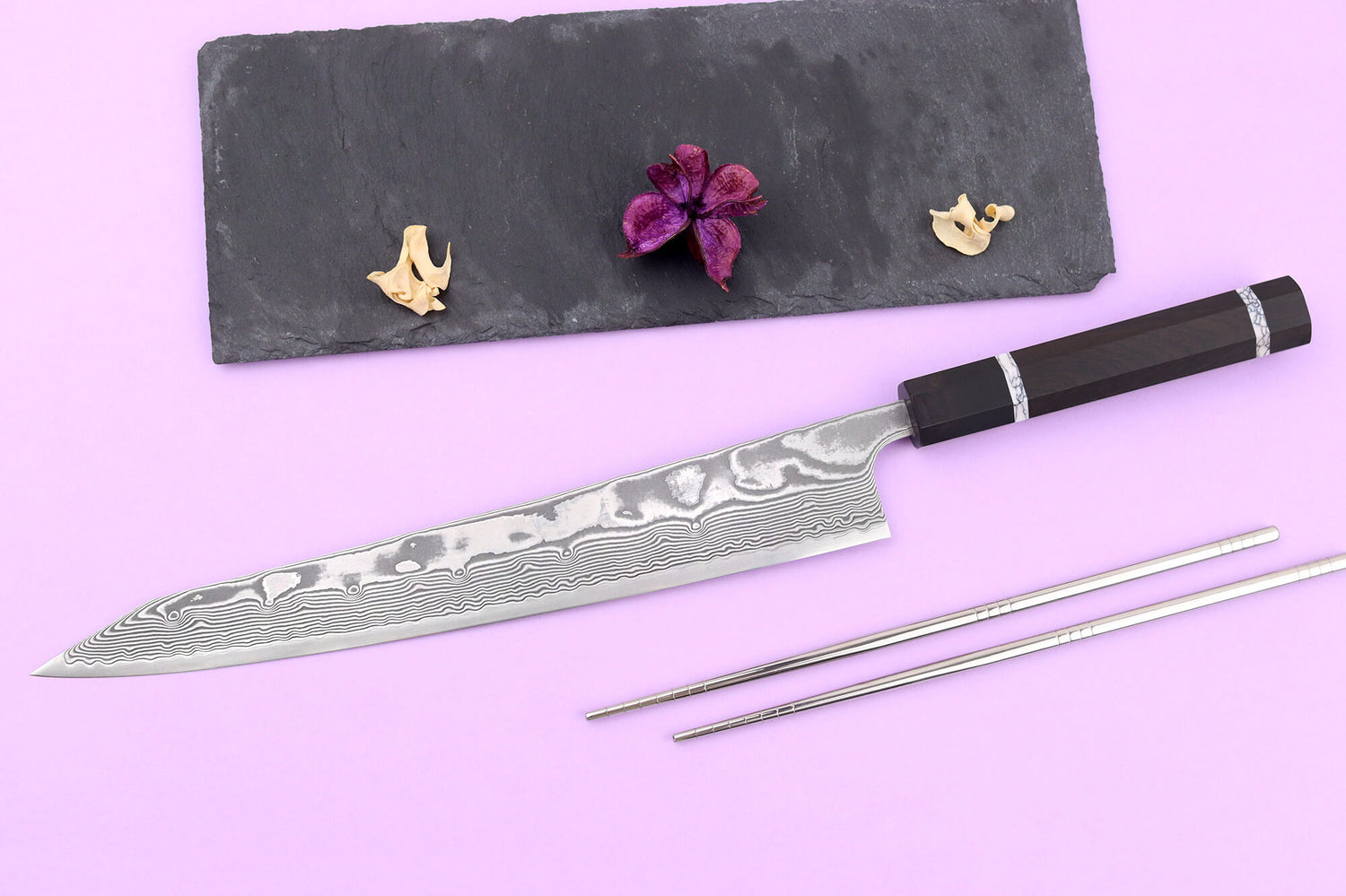 Couteau sujihiki kiritsuke 27cm japonais artisanal Yuzo Kanko Damas SG2