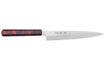 Couteau yanagiba japonais 21cm Sakai Takayuki Nanairo manche en résine laqué rouge