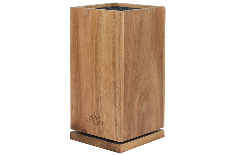 Bloc couteaux vide rotatif Cristel en bois d'acacia