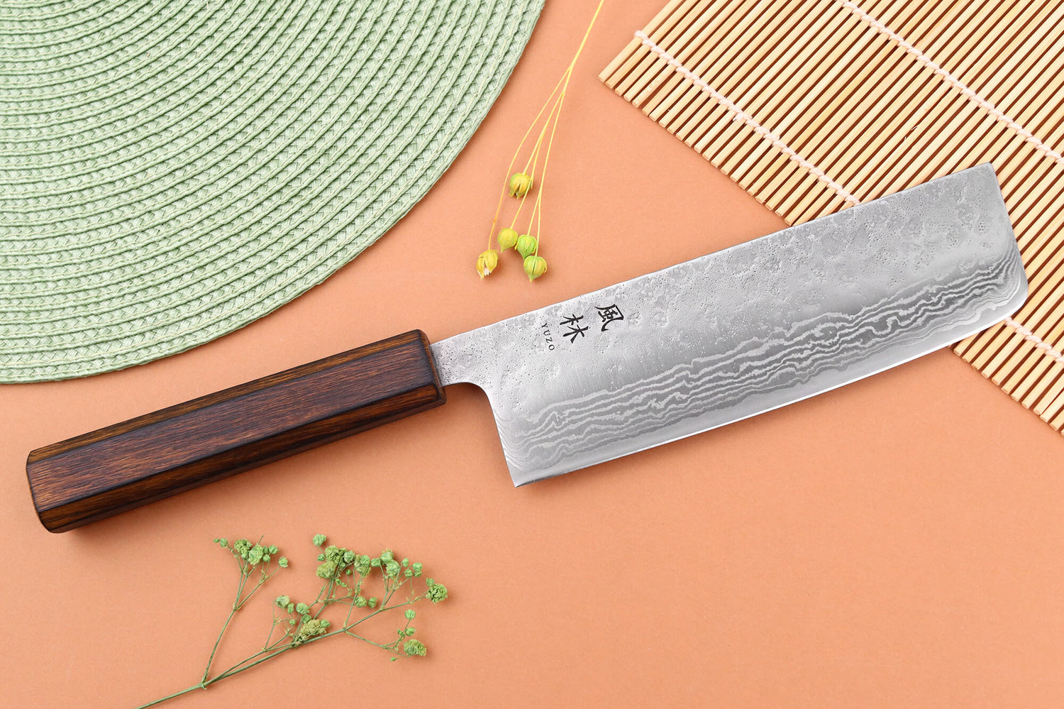 Couteau nakiri 16,5cm japonais artisanal Yuzo Enju Damas 440C