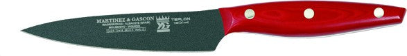 Couteau d'office lame anti-adhérente 11cm manche Micarta rouge M&G