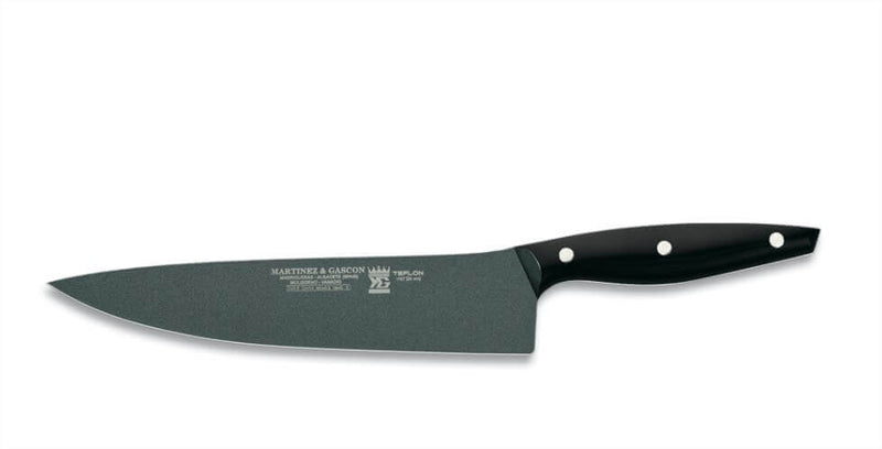 Couteau de chef lame anti-adhérente 25cm manche noir M&G