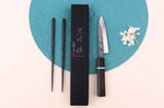 Couteau universel japonais artisanal Yu Kurosaki Fujin 12cm SG2 turquoise