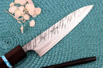 Couteau universel japonais artisanal Yu Kurosaki Fujin 12cm SG2 turquoise