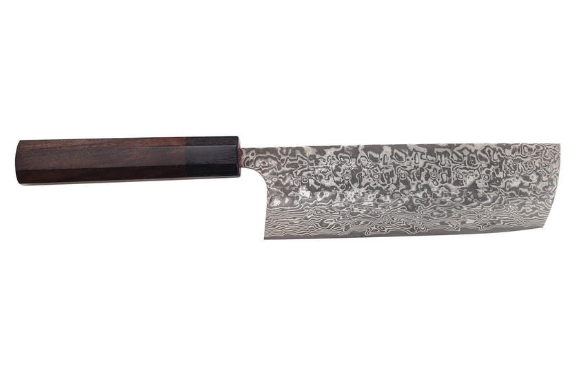 Couteau nakiri japonais artisanal Takeshi Saji R2 Nickel Damas 16,5 mm