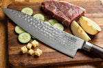 Couteau de chef 20cm Fukito Ébène Damas martelé