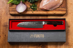 Couteau santoku 17cm Fukito Ébène Damas martelé