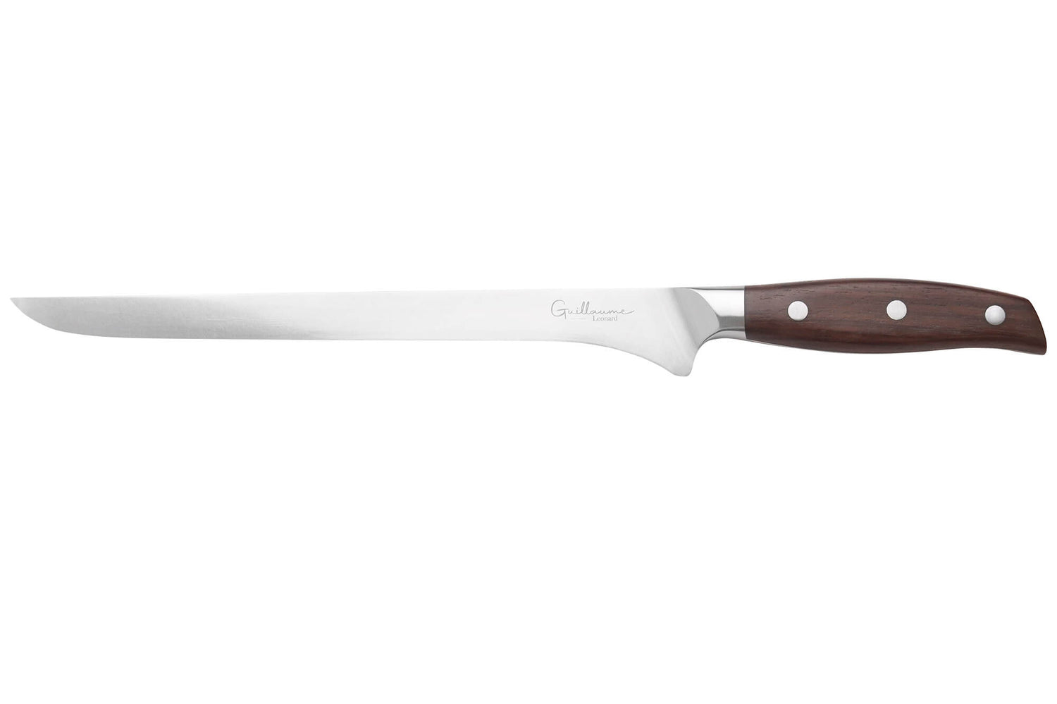 Couteau à jambon 25cm Guillaume Leonard Cuistot en acier inoxydable et bois de santal rouge