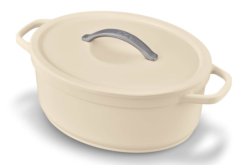 Cocotte ovale Beka Plume en aluminium 31cm - Beige