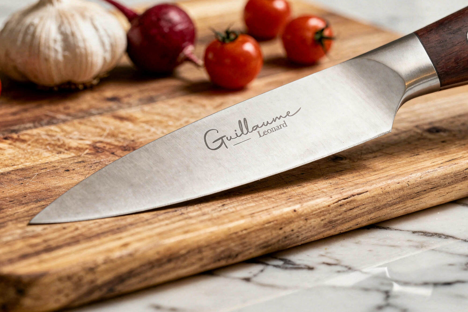 Coffret 2 couteaux Guillaume Leonard Cuistot acier inoxydable et santal rouge Chef + Office