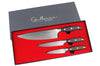 Coffret 3 couteaux Guillaume Leonard Cuistot acier inoxydable et santal rouge Chef + Office + Universel