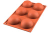 Moule en silicone professionnel Silikomart Silicon Flex 300x175mm 6 demi-sphères 80ml