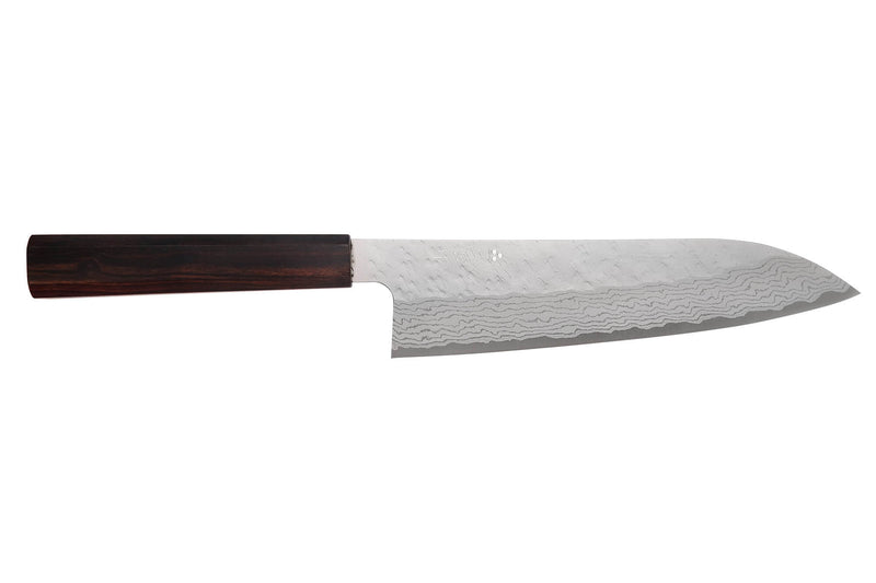Couteau de chef 20cm japonais artisanal Nigara Hamono Tsuchime VG10 damas