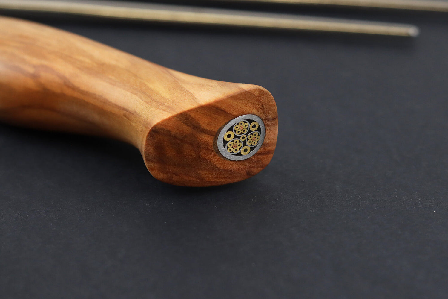 Couteau d'office 9,5cm Ryda Knives ST650 Damas et manche en olivier