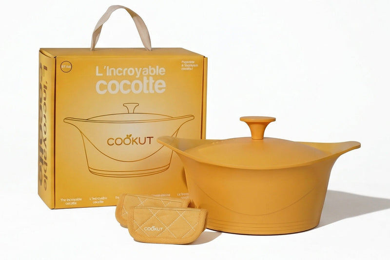 Coffret Cookut L'incroyable cocotte 24cm mangue avec poignée et maniques incluses - Édition limitée 2026