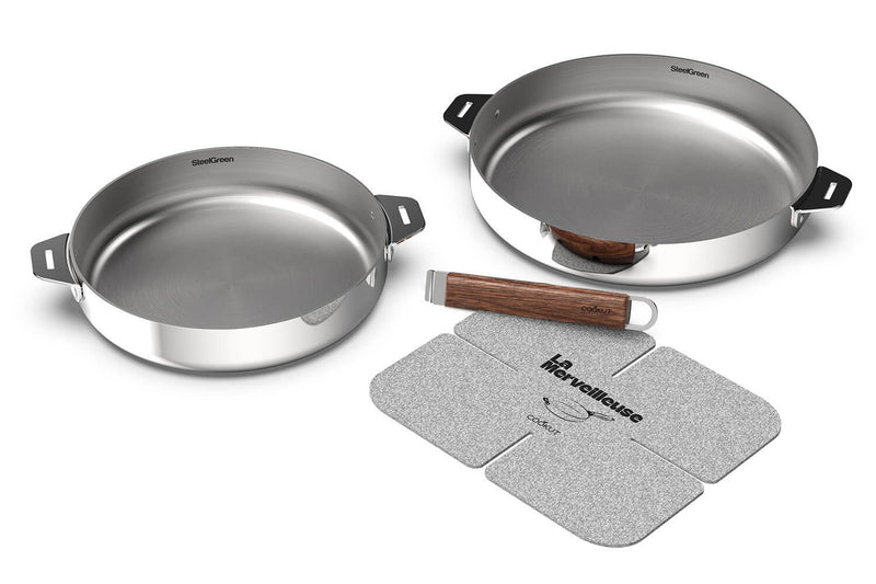 Coffret duo poêles Cookut La Merveilleuse en inox finition miroir