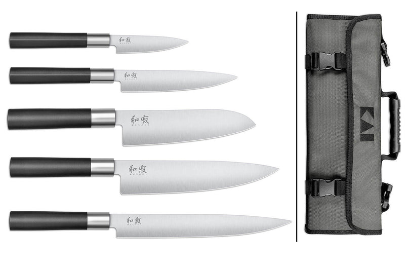 Mallette 5 couteaux japonais KAI Wasabi Black EURO