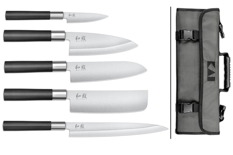 Malette 5 couteaux japonais KAI Wasabi Black JAPON
