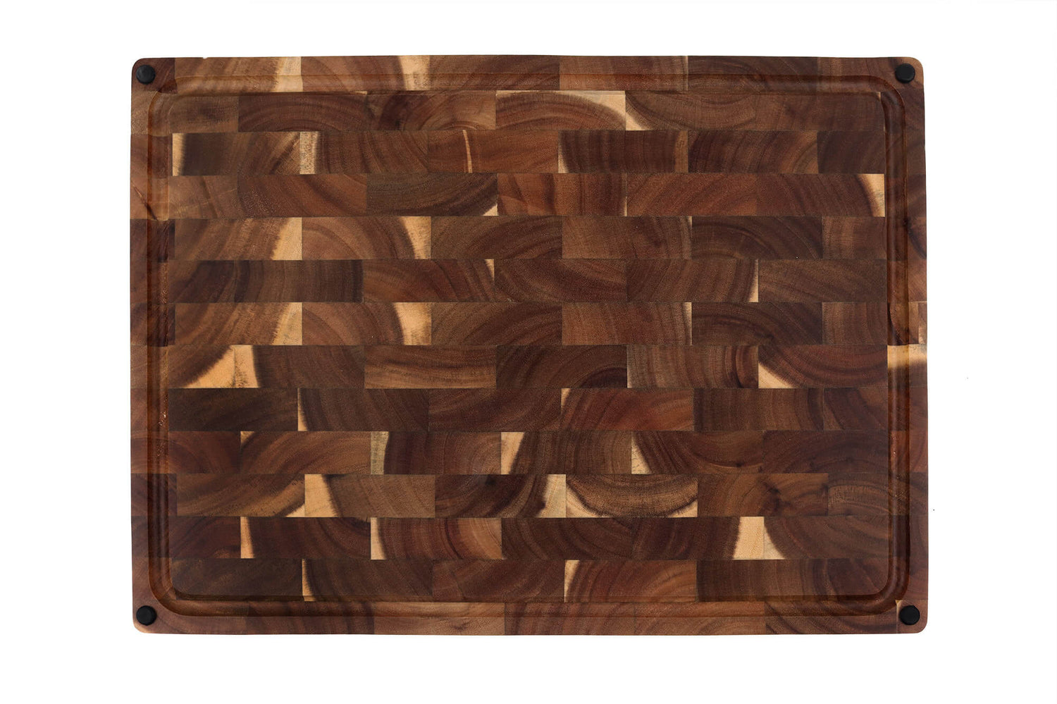 Billot de cuisine Wusaki en bois d'acacia réversible damier 48 x 35 x 3,8cm