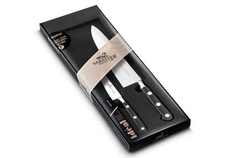 Coffret 2 couteaux français SABATIER Idéal Inox 100% forgé Chef+Office