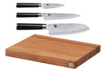 Set de découpe KAI planche à découper en chêne + 3 couteaux Shun Classic