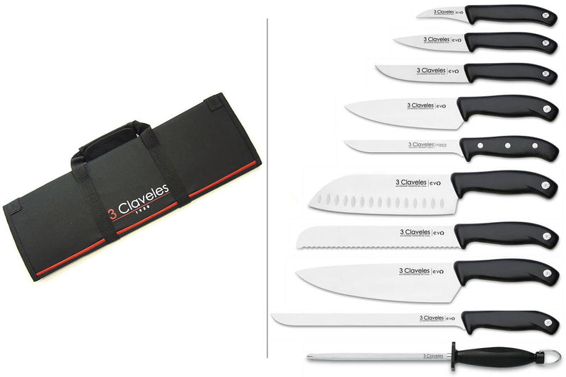 Malette de 9 couteaux EVO pour cuisiniers + fusil 3 Claveles