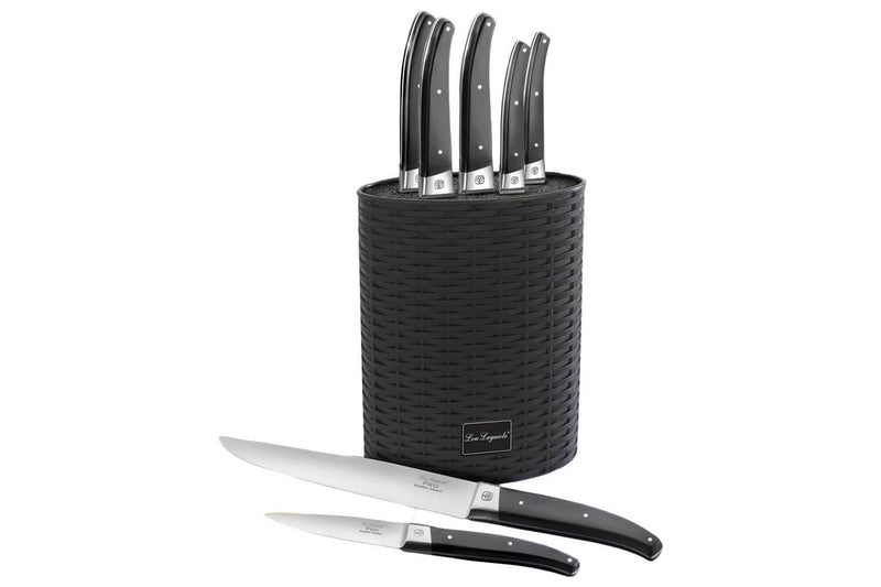 Bloc tressé 5 couteaux LOU LAGUIOLE Pro acier inox